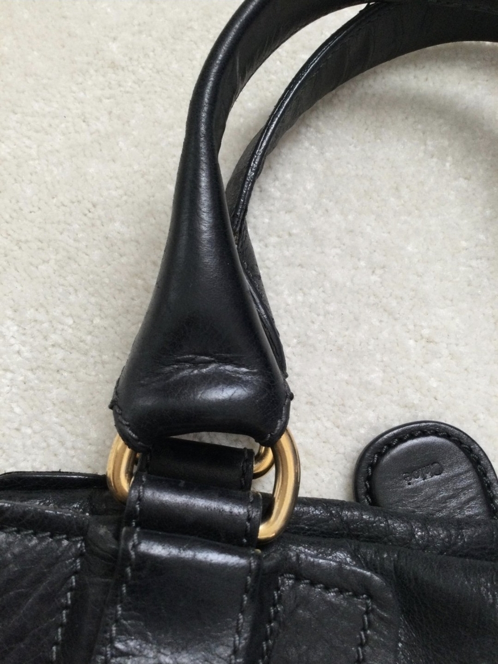 Black Chloe Bay Leather Satchel with Gold Hardware - Picture 6 of 11